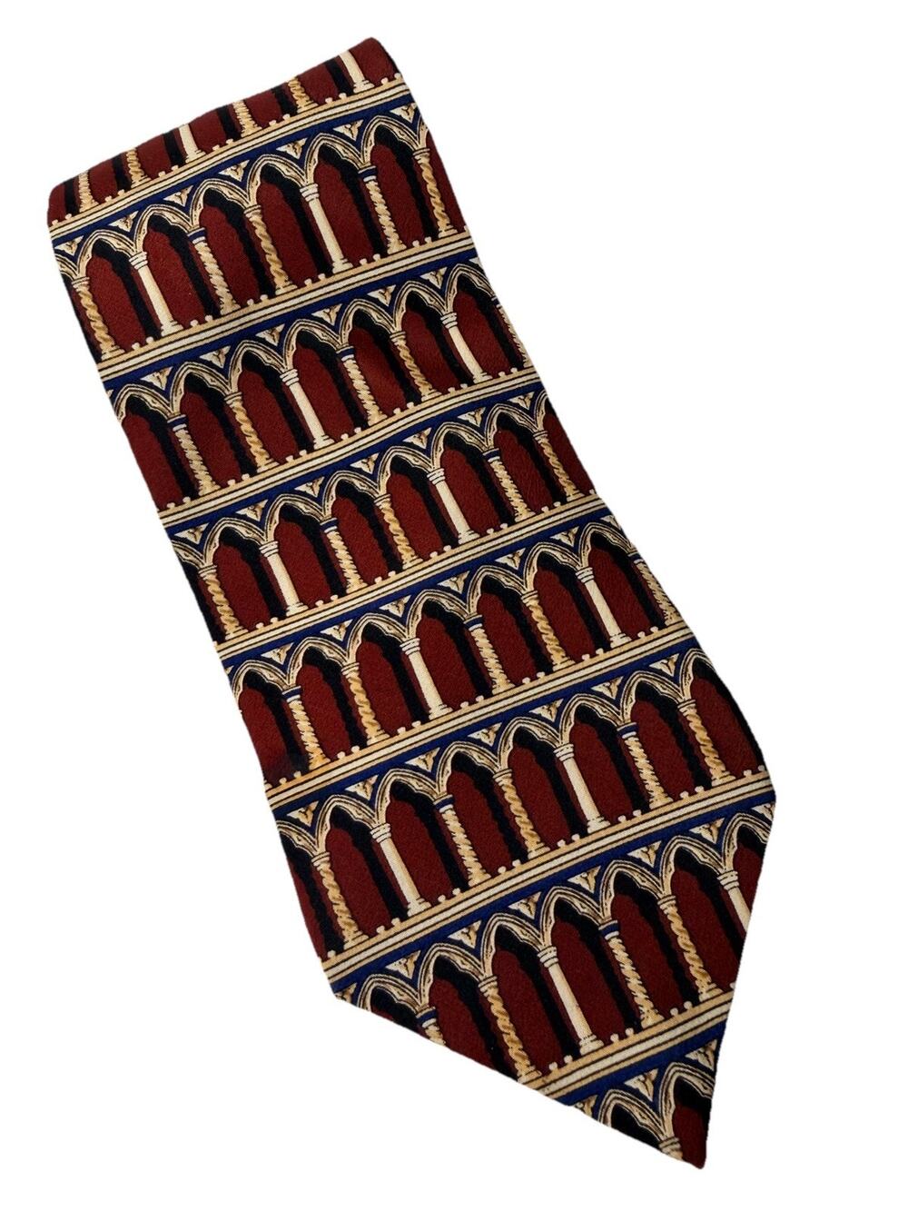 Metropolitan Museum of Art Silk Tie Gothic Arches Columns Red Blue 57x4